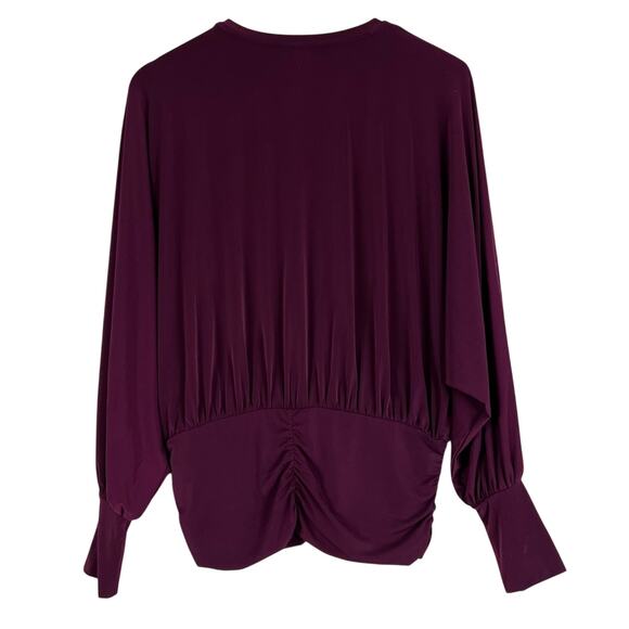 Express Purple Ruched Balloon Sleeve Blouse Womens S Elegant Minimalist - Picture 6 of 9